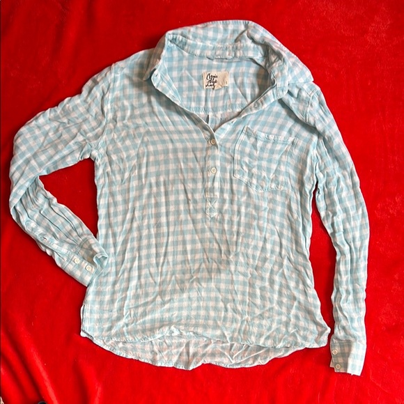 Women's Blue Button Down Shirt - Picture 1 of 8
